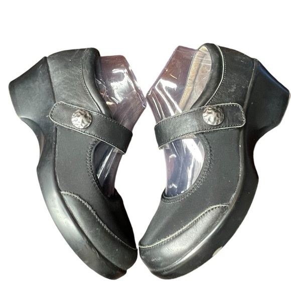 Alegria Maya Nappa Black Stretch and Leather Mary Jane Non Skid Clogs Size 8 - Picture 4 of 15